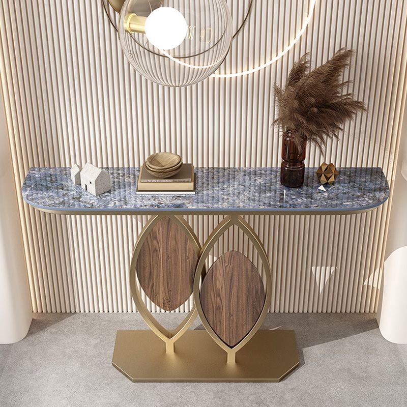 Tavolo console glam di pietra larga da 11 "tavolo da divano console mezzaluna