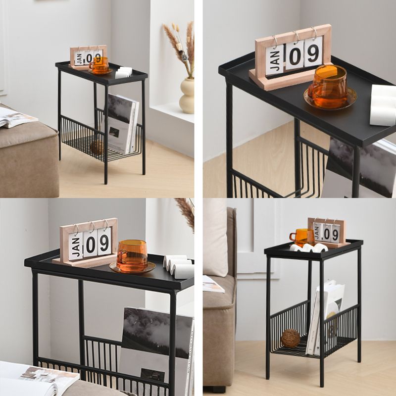 Contemporary Metal End Table Tray Top Accent Side Table with Storage Clearhalo 'Coffee & Accent Tables' 'End & Side Tables' 'end_side_tables' 'furn' 'furn_end_side_tables' 'Furniture' 'Living Room Furniture' 1200x1200_57ab951a-68de-4c87-ba1c-178096e60f44