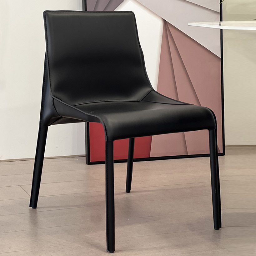 Moderner Essstuhl Leder Leder fester Rückseitenstuhl für Esszimmer