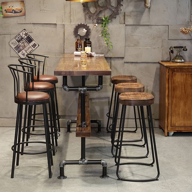 Wood Top Water Pipe Frame Counter Table Industrial 42-inch Height Table for Dinning Room Clearhalo 'Bar Furniture' 'Bar Tables' 'bar_tables' 'furn' 'furn_bar_tables' 'Furniture' 'furniture_bar_tables' 'Kitchen & Dining Furniture' 1200x1200_57add95d-8d03-4c22-8bd5-2337374fd5d2
