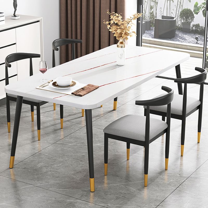 Rectangular Sintered Stone Dining Table Traditional Luxury Dining Furniture with 4 Legs
