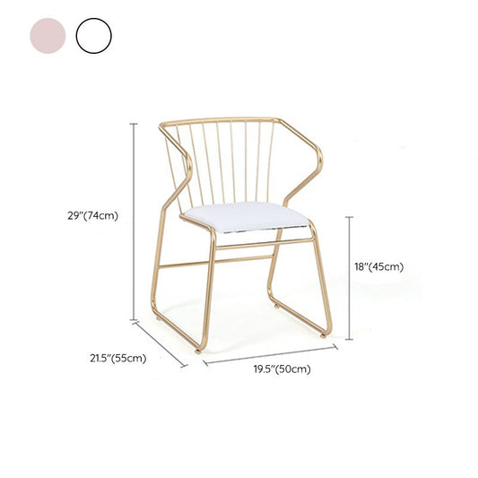 Sedia da pranzo tradizionale in metallo Cucina a braccio imbottito con gambe dorate