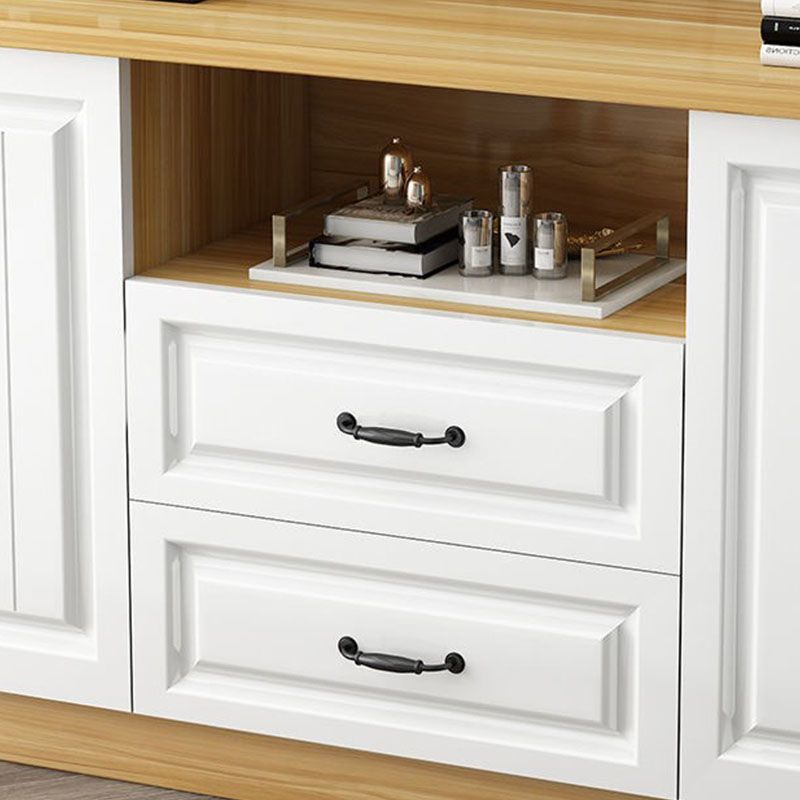 Moderne Holz -TV -Ständer Open Storage TV -Konsole mit Schubladen und Türen, 16 "D x 27,5" H