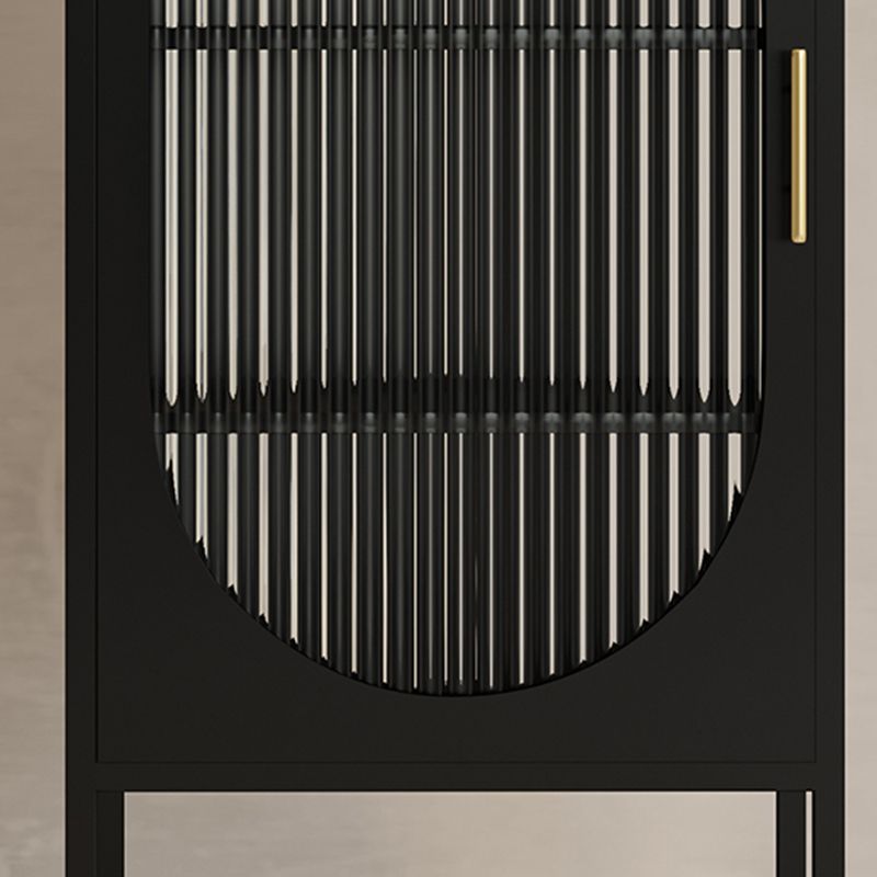 Glam -dressoir met glazen deur keukenserver met metalen frame