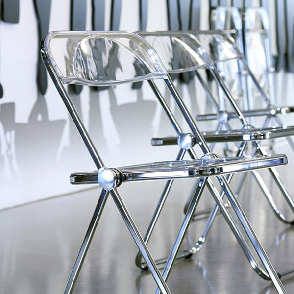 Moderne faltbare Rückenlehne Acrylstuhl mit Metallbeinen für Esszimmer