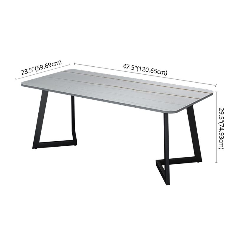 Modern Style Sintered Stone Dining Set with Rectangle Shape Table and Double Pedestal Base Clearhalo 'Dining Room Sets' 'Dining Tables & Seating' 'dining_room_set' 'furn' 'furn_dining_room_set' 'Furniture' 'furniture_dining_room_set' 'Kitchen & Dining Furniture' 'kitchen&dining_furn' 'kitchen' 1200x1200_57b32657-d3bb-47e3-ab8d-223d5e6410d2