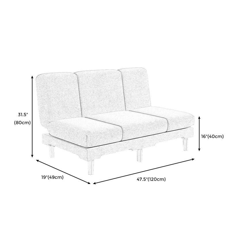 Modern Wood Legs Sofa 2/3 Seater Armless Convertible Sleeper Sofa Clearhalo 'Furniture' 'furniture_sofas' 'kitchen' 'kitchen_sofas' 'Living Room Furniture' 'Sofa' 'sofas' 1200x1200_57b3490e-5556-484f-81d5-eab073c29dc6