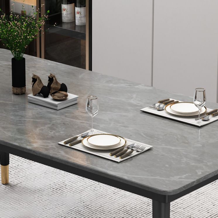 Industrial Style Home Sintered Stone Dining Table Rectangle Shape Table with 4 Legs Base Clearhalo ' dining_table' 'Dining Tables & Seating' 'Dining Tables' 'furn' 'furn_dining_table' 'Furniture' 'furniture_dining_table' 'Kitchen & Dining Furniture' 'kitchen&dining_furn' 'kitchen' 'kitchen_dining_table' 1200x1200_57b5c62a-3569-4782-9107-01cbe4f78300