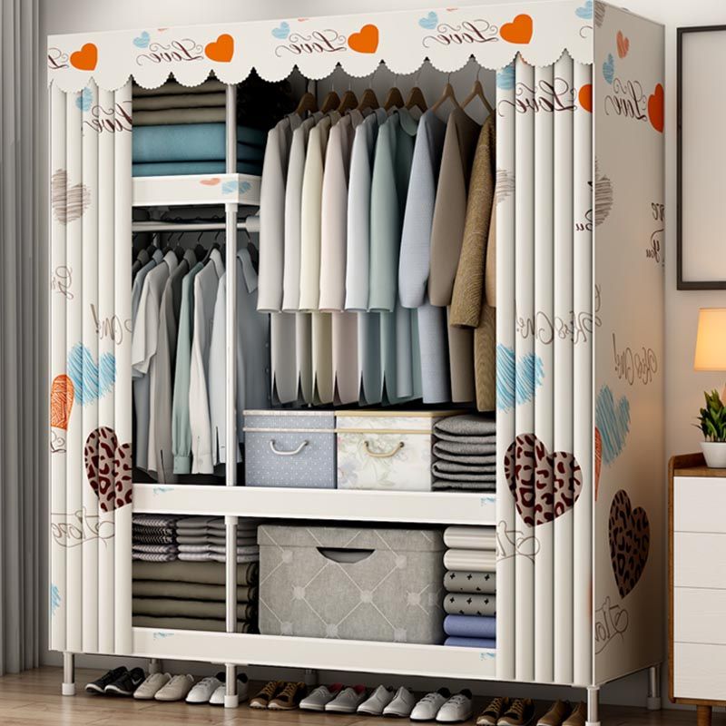 Armadio per la camera da letto in metallo moderno con armadio in metallo con ripiani