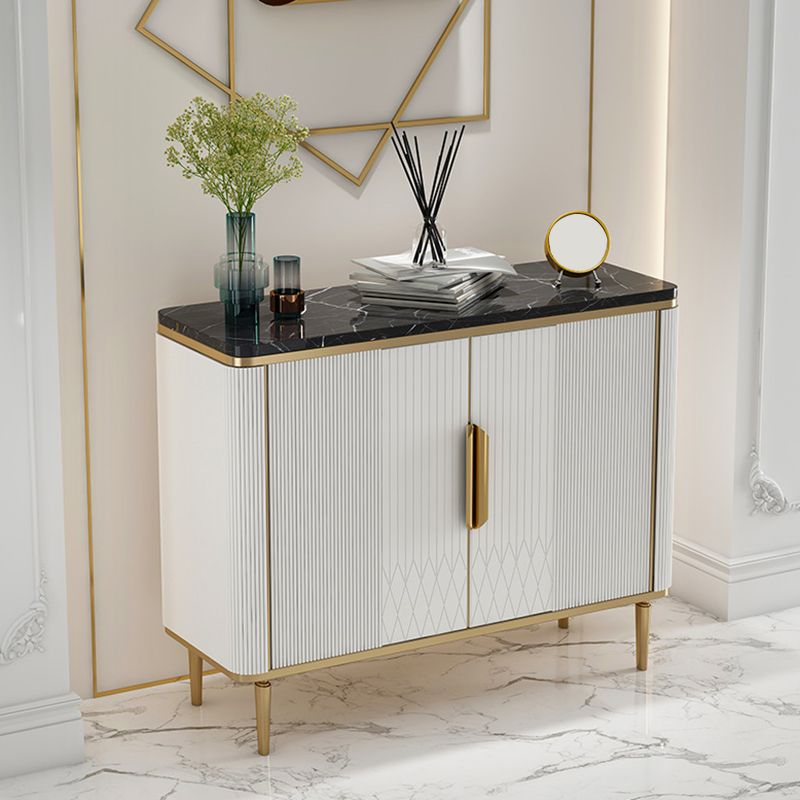 2ドア付きモダンな石のトップサイドボードエンジニアリングウッドサイドボード