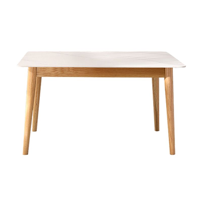 Simplicity Rectangle Dining Table White Sintered Stone Table with 4 Oak Solid Wood Legs Clearhalo ' dining_table' 'Dining Tables & Seating' 'Dining Tables' 'furn' 'furn_dining_table' 'Furniture' 'furniture_dining_table' 'Kitchen & Dining Furniture' 'kitchen&dining_furn' 'kitchen' 'kitchen_dining_table' 1200x1200_57b92aae-73c2-433c-b932-889b14c5ccc3