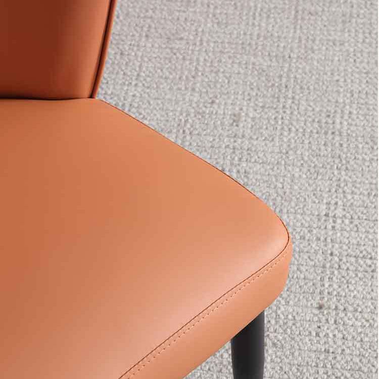 オレンジと灰色のダイニングチェアグラムフェイクレザーアームレスサイドチェア