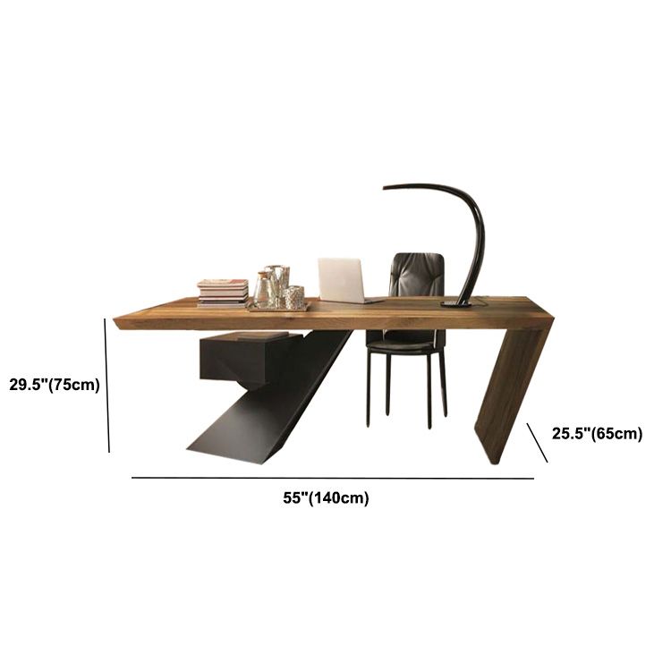 Industrial Style Executive Desk Rectangular Wood Office Desk for Home Clearhalo 'furn' 'furn_office_desk' 'Furniture' 'Office Desks' 'Office Furniture' 'office_desk' 1200x1200_57bb4358-c82d-40f8-a154-9327b3b73747