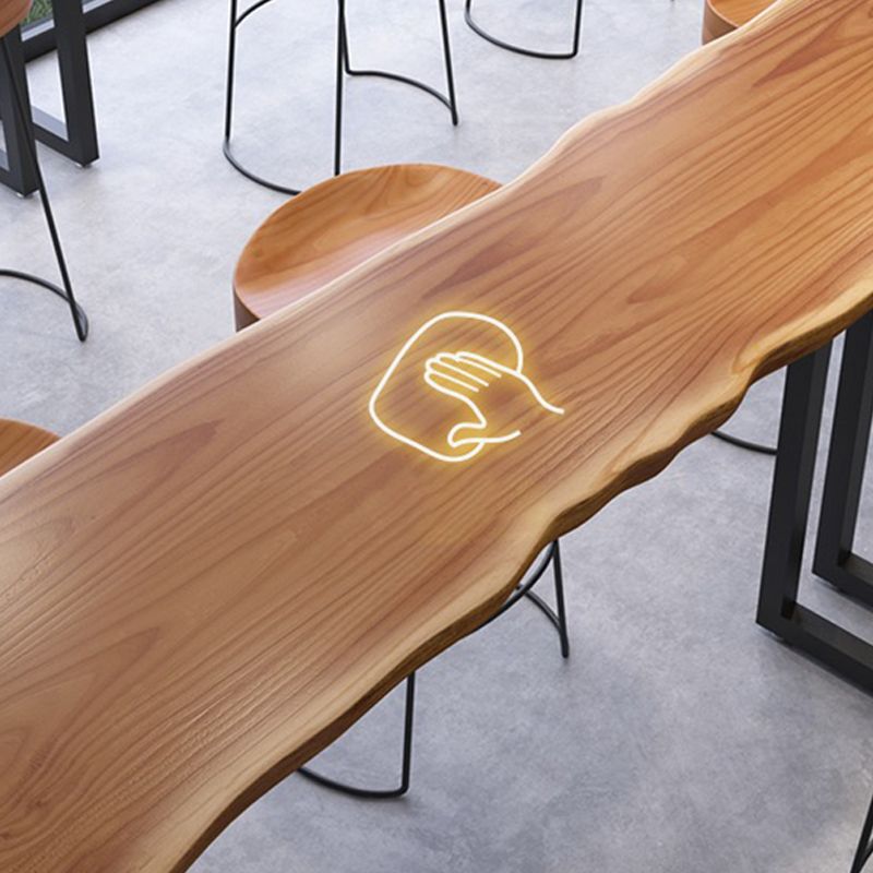 Tavolo da bistro in legno massiccio marrone chiaro tavolo da pub in metallo industriale