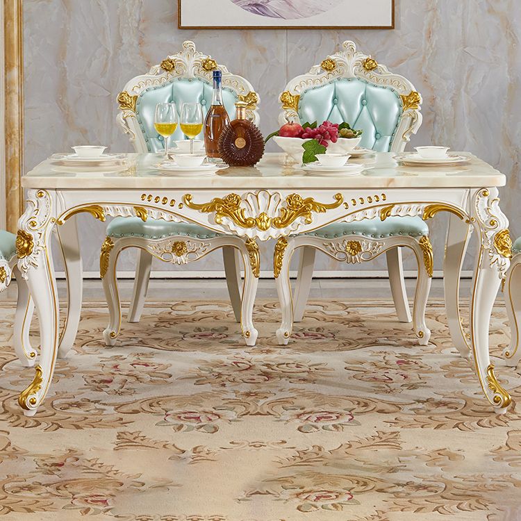Victorian Style Marble Dining Set with Yellow Table and 4 White Legs Base for Home Use Clearhalo 'Dining Room Sets' 'Dining Tables & Seating' 'dining_room_set' 'furn' 'furn_dining_room_set' 'Furniture' 'furniture_dining_room_set' 'Kitchen & Dining Furniture' 'kitchen&dining_furn' 'kitchen' 1200x1200_57bbfdd9-545f-49c2-b4c8-d7e980864c85
