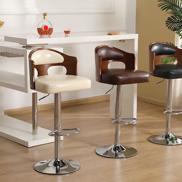 Contemporary Metal Barstool Faux Leather Counter Stool With Chrome Base Clearhalo 'Bar Furniture' 'Bar Stools' 'bar_stools' 'furn' 'furn_bar_stools' 'Furniture' 'Kitchen & Dining Furniture' 1200x1200_57be05f3-2c4f-4dbf-9d48-8db15da70b46