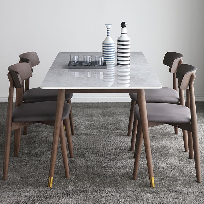 Rectangle Grey Dining Table Rubberwood Solid Wood Legs Dining Table Clearhalo 'Dining Tables & Seating' 'Dining Tables' 'dining_table' 'furn' 'furn_dining_table' 'Furniture' 'Kitchen & Dining Furniture' 1200x1200_57c1d088-fad2-43e6-af65-257be2c34894