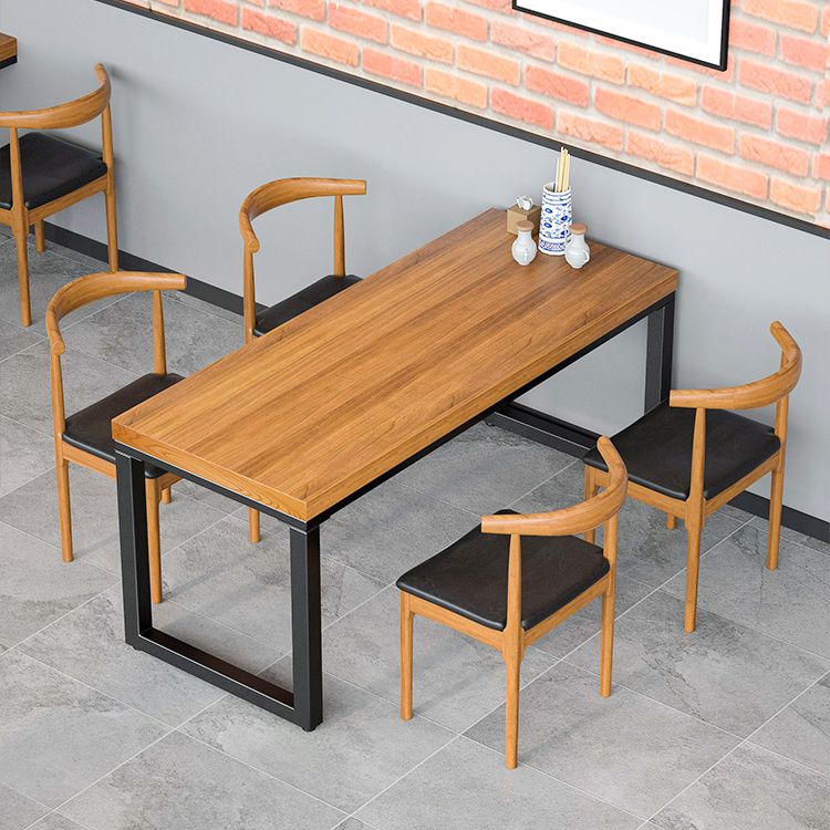 Industrial Style Dining Table Rectangle Solid Wood Table with Black Frame Clearhalo 'Dining Tables & Seating' 'Dining Tables' 'dining_table' 'furn' 'furn_dining_table' 'Furniture' 'furniture_dining_table' 'Kitchen & Dining Furniture' 'kitchen' 'kitchen_dining_table' 1200x1200_57c4b04f-c03a-4831-afa7-54945c010fb9