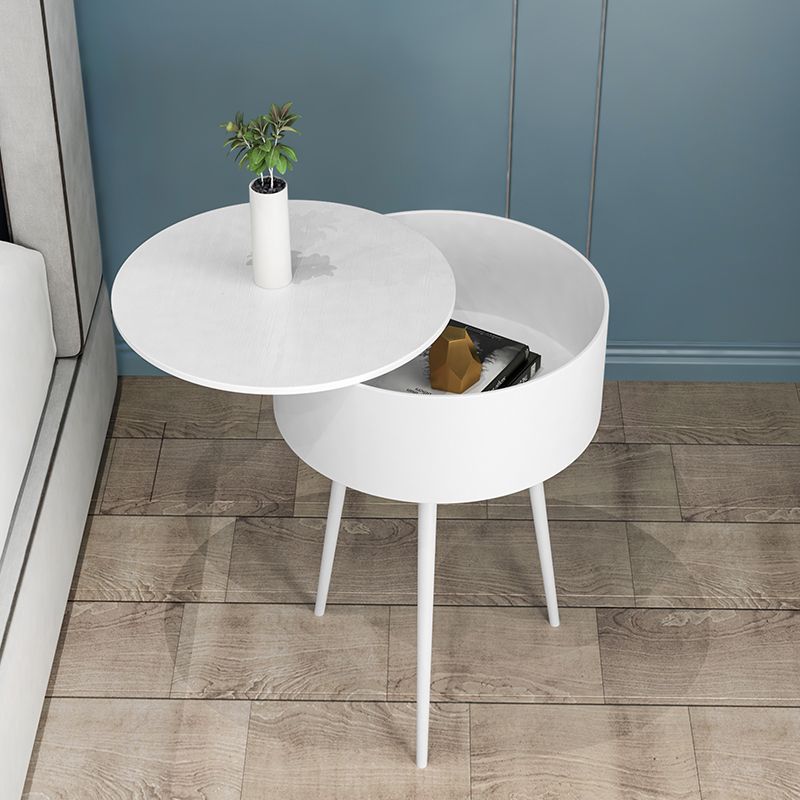 Metaal moderne accenttafel nachtkastje ronde poten inbegrepen bedachtkast in zwart/wit