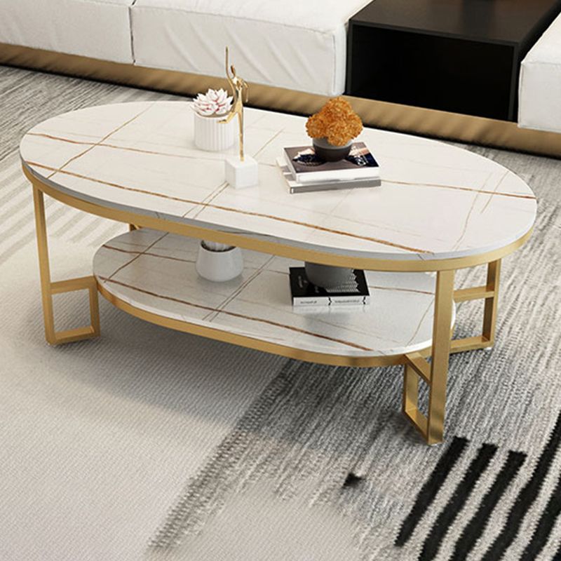 Table basse de table basse ovale en ardoise Glam avec rangement