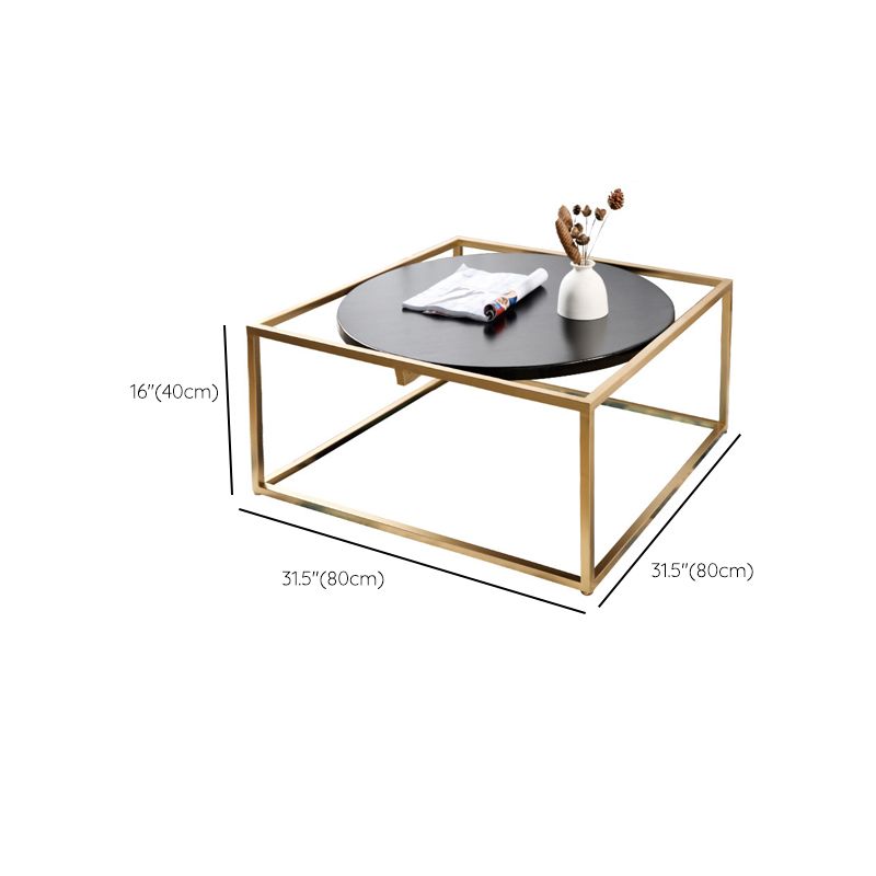 Metal Frame Base Coffee Table Round Wood Cocktail Table in Gold Clearhalo 'Coffee & Accent Tables' 'Coffee Tables' 'coffee_tables' 'furn' 'furn_coffee_tables' 'Furniture' 'Living Room Furniture' 1200x1200_57c57aca-fed7-441b-958b-6f29d2201414