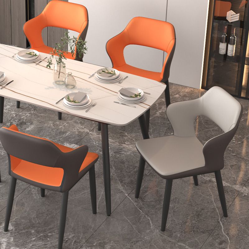 Modern Faux Leather Dining Side Chairs Open Back Dining Arm Chair for Dining Room