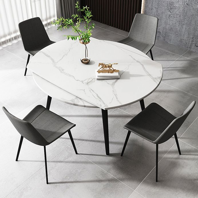 Modern Style Sintered Stone Dining Table White Round Table with Metal Base for Home Clearhalo ' dining_table' 'Dining Tables & Seating' 'Dining Tables' 'furn' 'furn_dining_table' 'Furniture' 'furniture_dining_table' 'Kitchen & Dining Furniture' 'kitchen&dining_furn' 'kitchen' 'kitchen_dining_table' 1200x1200_57c7d003-5270-4ed2-bd7c-273bff7fee47