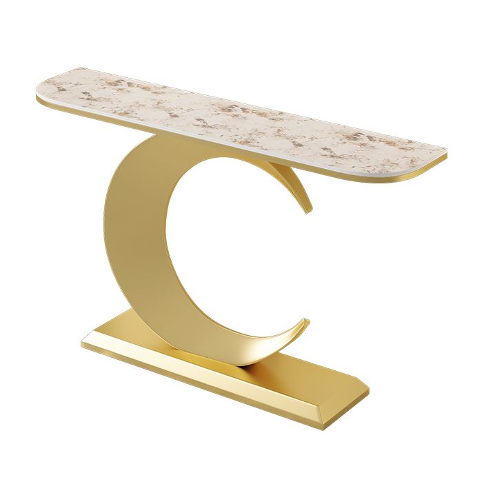 12 inch Wide Glam Console Table Stone Half Moon Console Accent Table