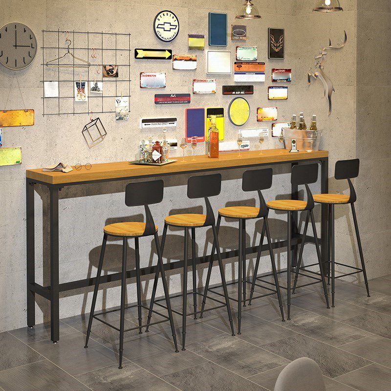 Modern 1/6/11 Pieces Bar Table Set Rectangle Pine Wood Counter Table with High Stools Clearhalo 'Bar Furniture' 'furn' 'furn_home_bar_bar_sets' 'Furniture' 'Home Bars & Bar Sets' 'home_bar_bar_sets' 'Kitchen & Dining Furniture' 1200x1200_57cc2cec-e384-47aa-83e1-dc9d9240398b