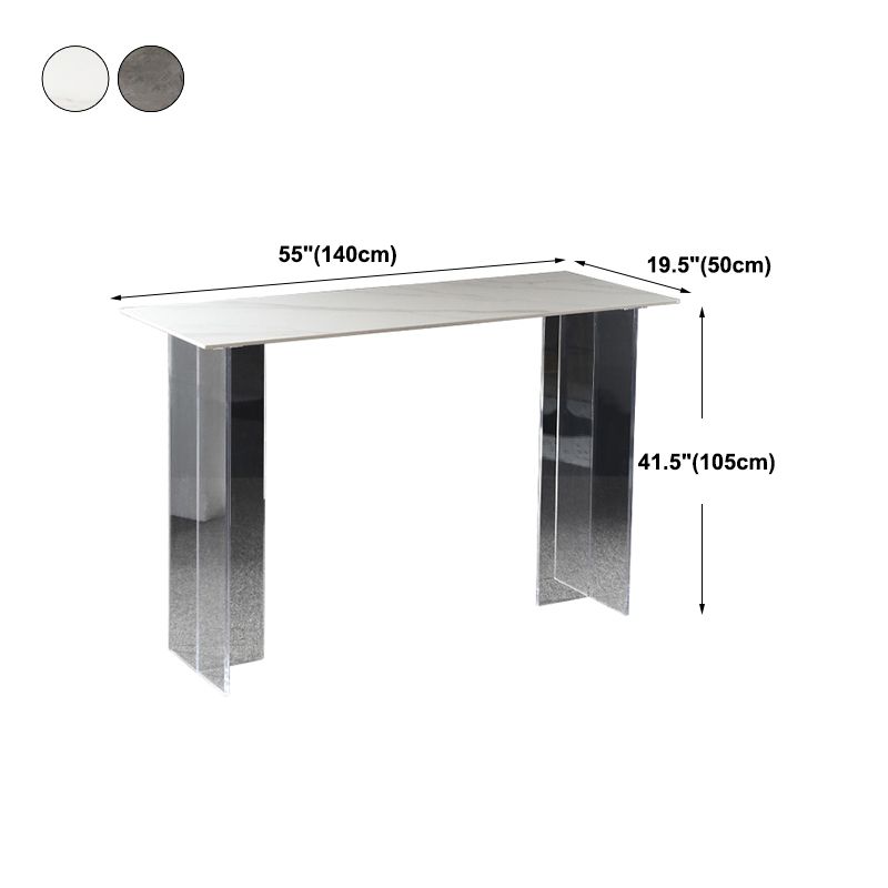 Modern Acrylic Bar Dining Table with Stone Top Rectangle Indoor Bistro Table Clearhalo 'Bar Furniture' 'Bar Tables' 'bar_tables' 'furn' 'furn_bar_tables' 'Furniture' 'furniture_bar_tables' 'Kitchen & Dining Furniture' 1200x1200_57cc979d-0e26-4dae-8cd1-f402f1442ffa