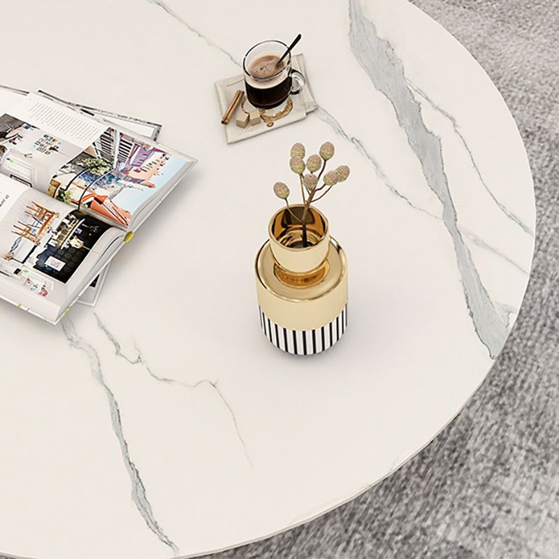Modern Black and White Pedestal Coffee Table Round Slate and Metal Table Clearhalo 'Coffee & Accent Tables' 'Coffee Tables' 'coffee_tables' 'furn' 'furn_coffee_tables' 'Furniture' 'Living Room Furniture' 1200x1200_57ccd742-bca0-43da-8e5a-f9871e179062