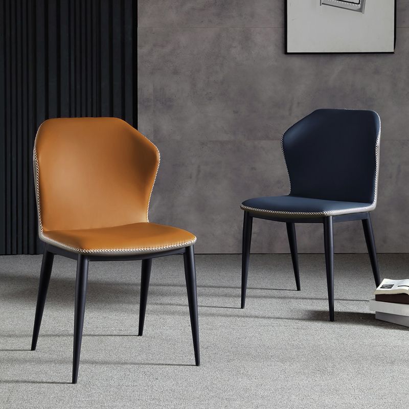 Industrial Design Wingback Armless Dining Chair Leather Dining Side Chair Clearhalo ' kitchen&dining_furn' 'Dining Chairs' 'Dining Tables & Seating' 'dining_chair' 'furn' 'furn_dining_chair' 'Furniture' 'furniture_dining_chair' 'Kitchen & Dining Furniture' 'kitchen' 1200x1200_57ce4570-852a-484b-b617-34f9dab5fbb9