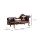 Traditional Brown Genuine Leather Chaise Rolled Arms Tufted Accent Chair