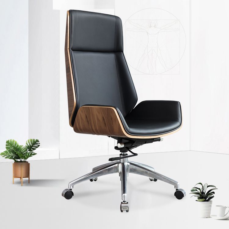 High Back Office Chair Leather Seat with Fixed Armrest Adjustable with Office Chair Clearhalo 'furn' 'furn_office_chair' 'Furniture' 'furniture_office_chair' 'Office Chairs' 'Office Furniture' 'office_chair' 1200x1200_57cf2420-459c-4c67-820c-fb4f6b2c1480