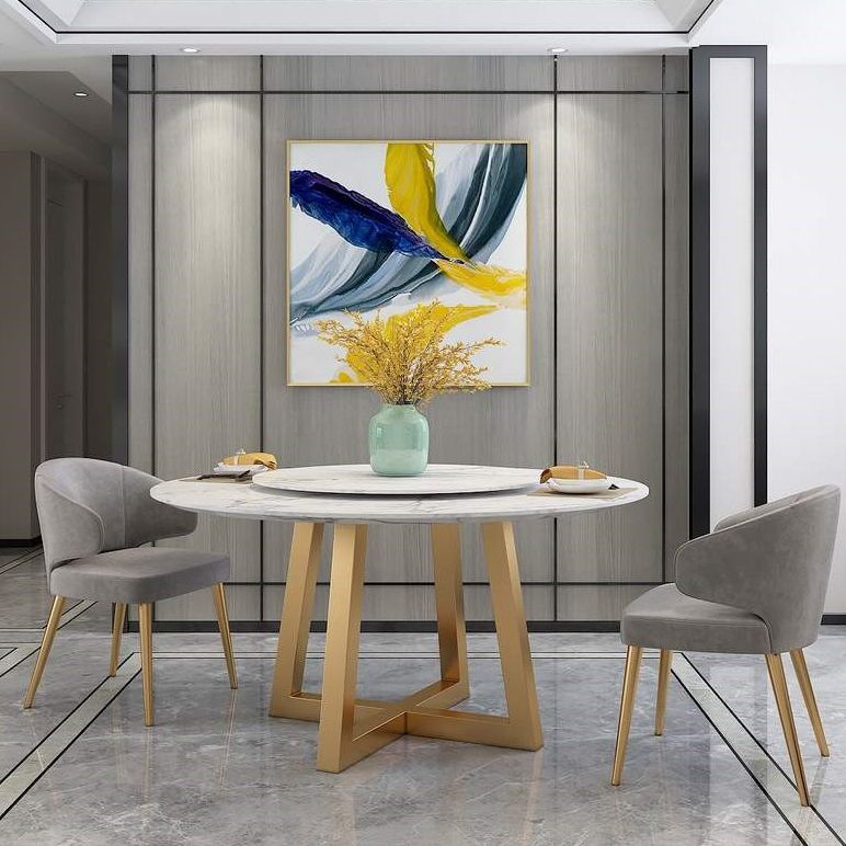 Iron and Slate Table Glam Style Simple Home Round Dining Table Clearhalo 'Dining Tables & Seating' 'Dining Tables' 'dining_table' 'furn' 'furn_dining_table' 'Furniture' 'Kitchen & Dining Furniture' 1200x1200_57cfa810-63a6-4735-9024-3a181258ee1d