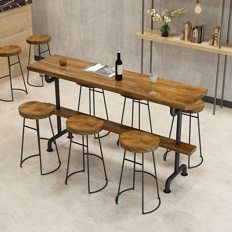 Industrial Wood Bar Table Trestle Base Dining Table for Kitchen Living Room Clearhalo 'Bar Furniture' 'Bar Tables' 'bar_tables' 'furn' 'furn_bar_tables' 'Furniture' 'Kitchen & Dining Furniture' 1200x1200_57d0a3fb-08bd-457c-b853-5d5f7275bcb3