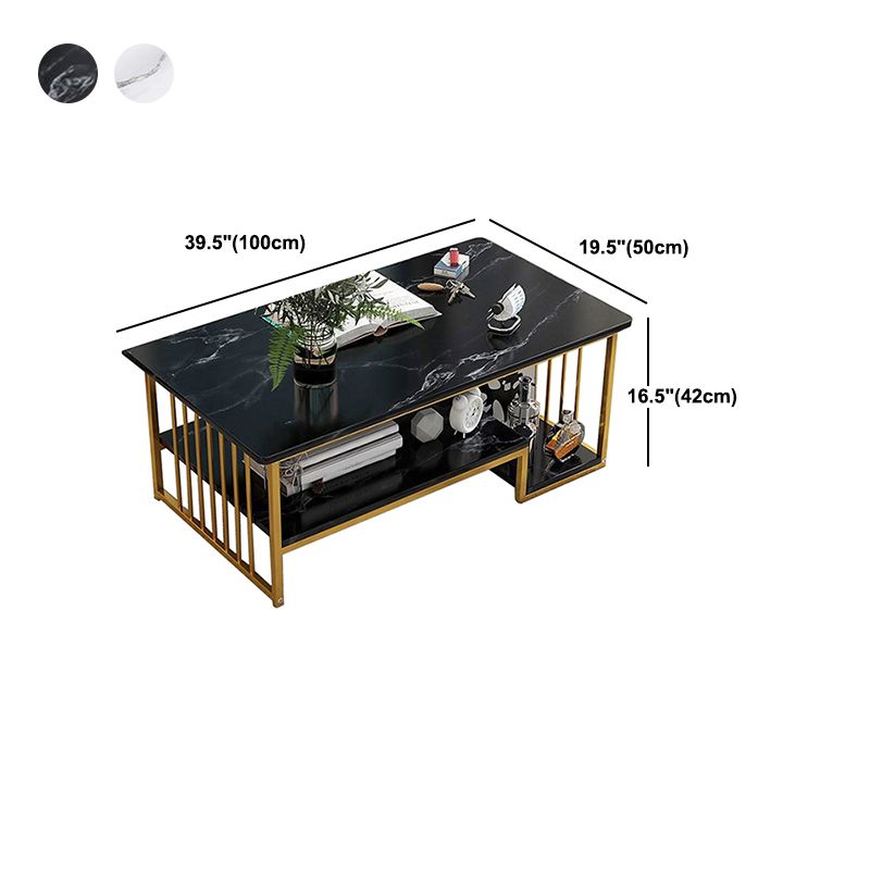 Modern Style Wooden Table with Rectangular Storage Rack Coffee Table Clearhalo 'Coffee & Accent Tables' 'Coffee Tables' 'coffee_tables' 'furn' 'furn_coffee_tables' 'Furniture' 'Living Room Furniture' 1200x1200_57d5b2cf-727f-4180-8eda-8f050aed80ad