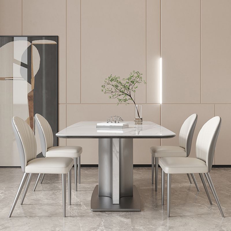 Modern Rectangle Dining Table Sintered Stone Table with Metal Legs for Home Clearhalo 'Dining Tables & Seating' 'Dining Tables' 'dining_table' 'furn' 'furn_dining_table' 'Furniture' 'Kitchen & Dining Furniture' 1200x1200_57d82eb0-80ff-4169-92bb-76c42a4db960