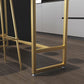 Glam Rectangle Stone Bar Dining Table Gold Iron Trestle Pedestal Bar Table (only table) Clearhalo 'Bar Furniture' 'Bar Tables' 'bar_tables' 'Furniture' 'furniture_bar_tables' 'Kitchen & Dining Furniture' 'kitchen&dining_furn' 'kitchen' 1200x1200_57da3f44-852e-4900-80a5-cde5c10cf4ef