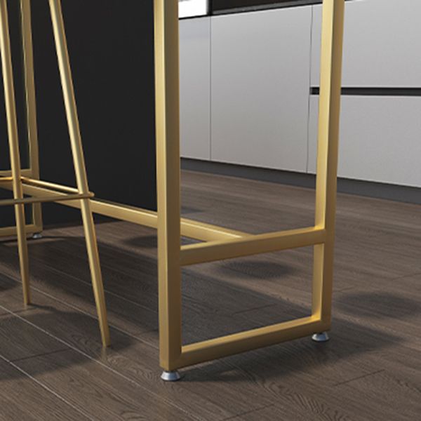 Glam Rectangle Stone Bar Dining Table Gold Iron Trestle Pedestal Bar Table (only table) Clearhalo 'Bar Furniture' 'Bar Tables' 'bar_tables' 'Furniture' 'furniture_bar_tables' 'Kitchen & Dining Furniture' 'kitchen&dining_furn' 'kitchen' 1200x1200_57da3f44-852e-4900-80a5-cde5c10cf4ef