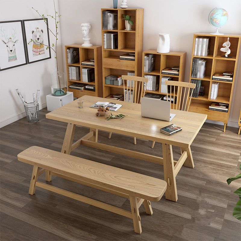 Modern Pine Wood Table for Restaurant Rectangle Dining Table with Trestle Base Clearhalo ' dining_table' 'Dining Tables & Seating' 'Dining Tables' 'furn' 'furn_dining_table' 'Furniture' 'furniture_dining_table' 'Kitchen & Dining Furniture' 'kitchen&dining_furn' 'kitchen' 'kitchen_dining_table' 1200x1200_57da8b2b-a7a5-4e89-8066-db91806b22ed