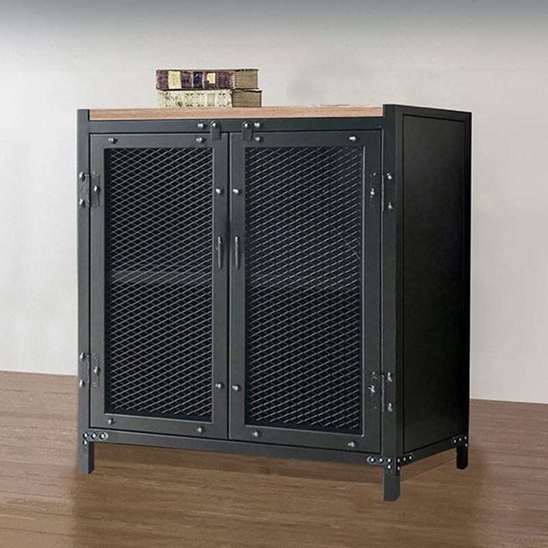 Black Industrial Accent Cabinet with Doors and Bar Pulls Storage Cabinet Clearhalo 'Cabinets & Chests' 'cabinets_chests' 'furn' 'furn_cabinets_chests' 'Furniture' 'Living Room Furniture' 1200x1200_57dac32c-e7c3-4e05-bfbc-0e7efbaaec87