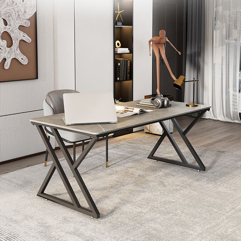 Industrial Rectangular Writing Desk Marble Office Desk with Metal Legs Clearhalo 'furn' 'furn_office_desk' 'Furniture' 'Office Desks' 'Office Furniture' 'office_desk' 1200x1200_57db18d7-4ec7-4e00-913d-26839317fc72