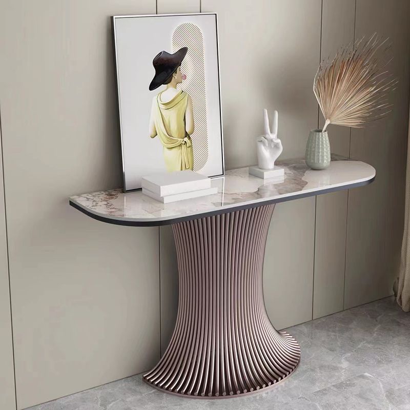 Tavolo di accento di pietra contemporanea mezza luna divano rosa console per sala
