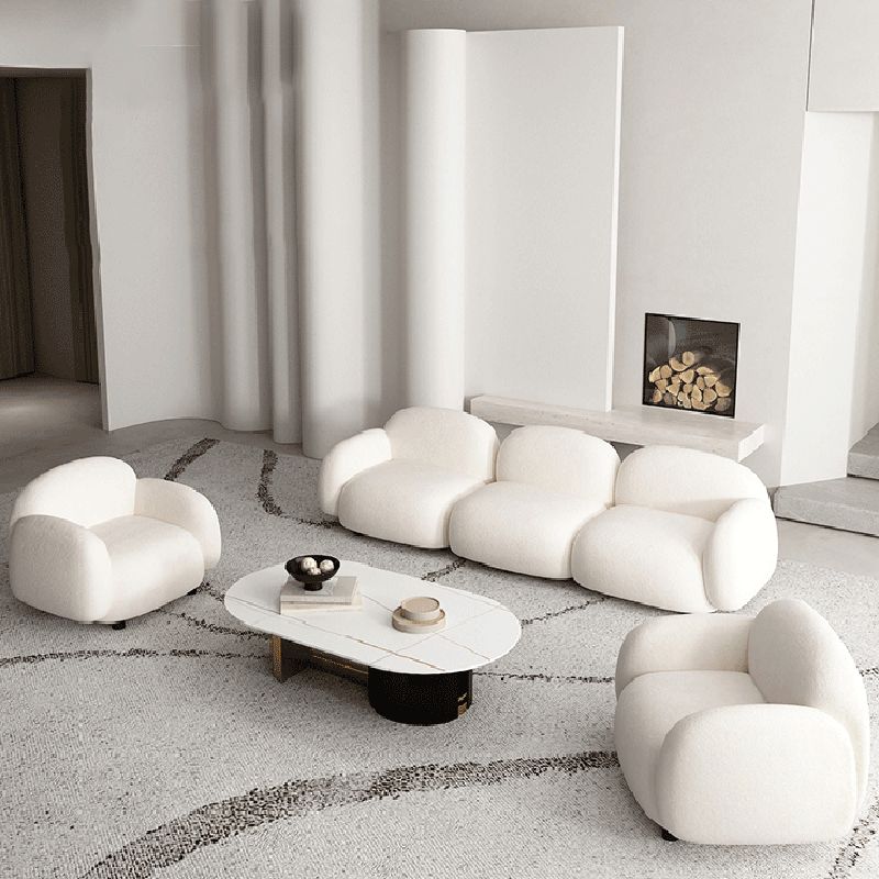 Contemporary Fabric Standard Settee Tight Back Rolled Arm Sofa