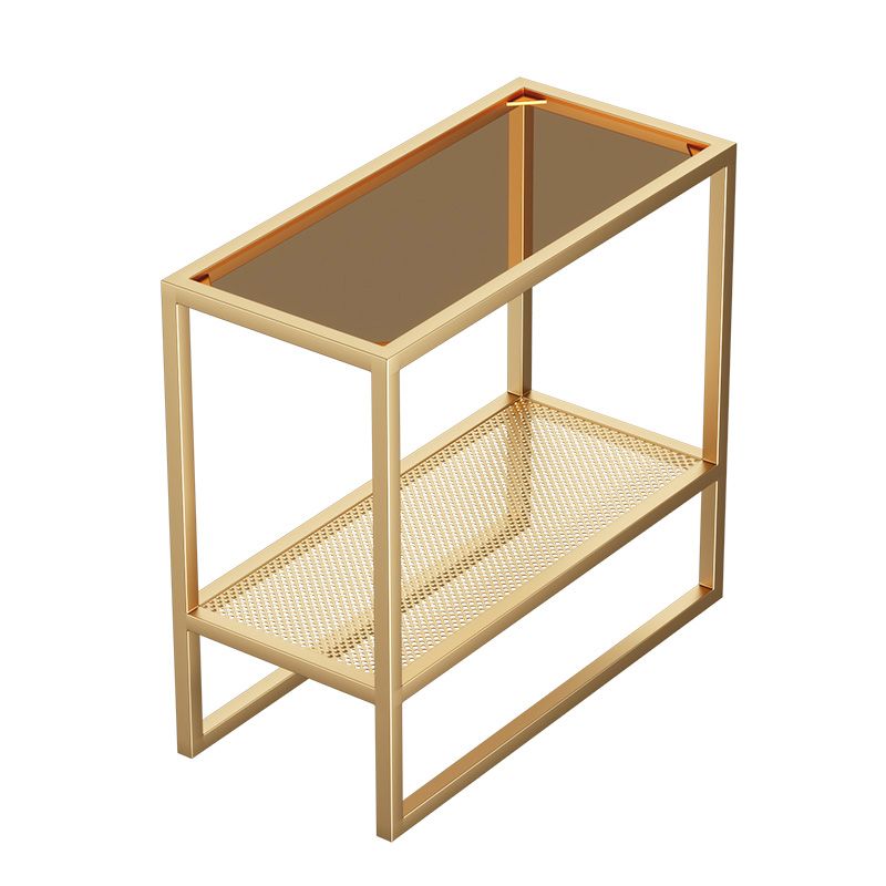 Rectangle Glass Top Side Table 21.65" Tall Metal Frame End Table with Shelf Clearhalo 'Coffee & Accent Tables' 'End & Side Tables' 'end_side_tables' 'furn' 'furn_end_side_tables' 'Furniture' 'Living Room Furniture' 1200x1200_57dcc142-2d7f-4abf-b429-c935bf23d1c3