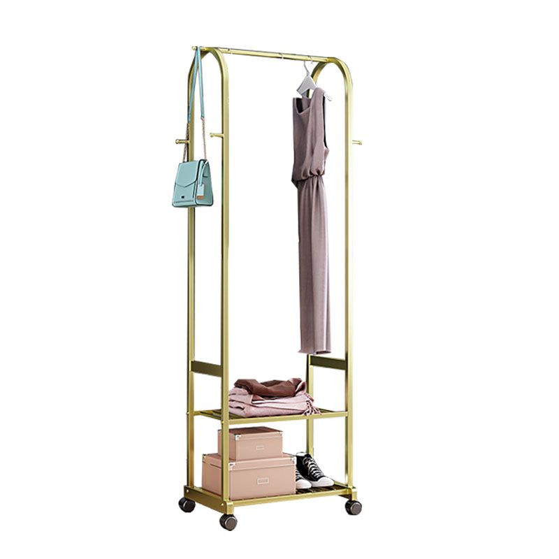 Contemporary Free Standing Coat Rack Storage Shelves Metal Coat Rack with Castors Clearhalo 'Entry & Mudroom Furniture' 'furn' 'furn_hall_tree_coat_racks' 'Furniture' 'Hall Trees & Coat Racks' 'hall_tree_coat_racks' 1200x1200_57de0f4c-f804-42e4-b804-19d4faa3333d