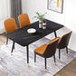 Stone Top Table Contemporary Rectangle Table with 4 Legs in Black