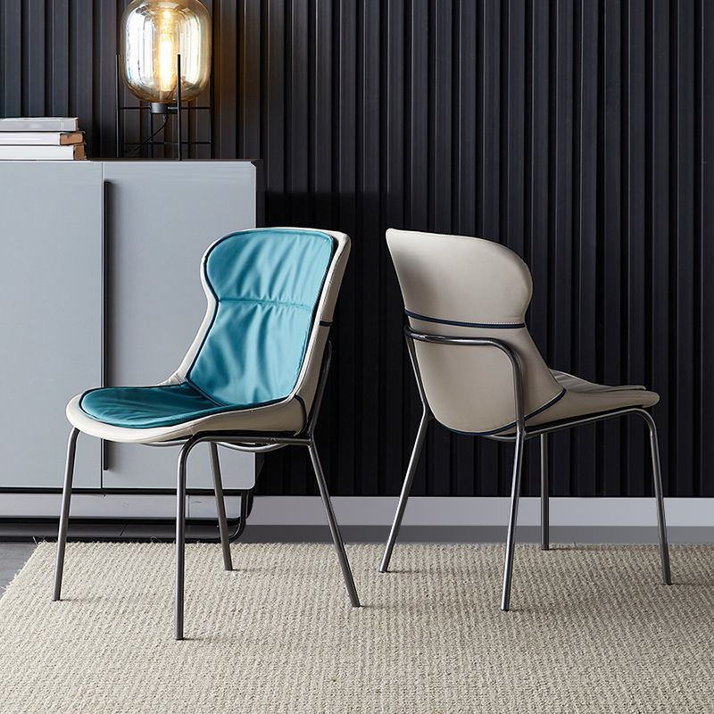 Leather Side Dining Chairs Modern Upholstered Wingback Side Chair with Metal Legs Clearhalo ' kitchen&dining_furn' 'Dining Chairs' 'Dining Tables & Seating' 'dining_chair' 'furn' 'furn_dining_chair' 'Furniture' 'furniture_dining_chair' 'Kitchen & Dining Furniture' 'kitchen' 1200x1200_57e0164a-7c06-41ca-bdde-45fdfa5e542e