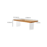 Mesa de café de madera maciza rectangular con base de cóctel escandinavo de base acrílica